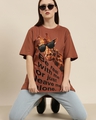 Shop Women's Brown Graphic Oversized T-Shirt