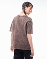 Shop Women's Brown Mickey Graphic Printed Oversized Acid Wash T-shirt-Full