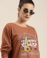 Shop Women's Brown Graphic Printed Relaxed Fit T-shirt-Front