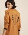 Shop Women's Brown Graphic Printed Oversized T-shirt-Front
