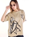 Shop Women's Brown Have Class Graphic Printed Oversized T-shirt-Front