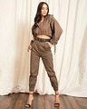 Shop Women's Brown High Rise Relaxed Fit Joggers-Design