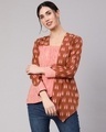 Shop Women's Brown Ikat Printed Layered Top-Front