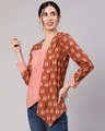Shop Women's Brown Ikat Printed Layered Top-Design