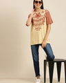 Shop Women's Brown Justice Printed Oversized T-shirt-Full