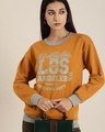 Shop Women's Brown Los Angeles Typography Oversized Sweatshirt-Front