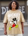 Shop Women's Brown Mickey Jumps Graphic Printed Oversized Plus Size T-shirt-Front