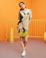 Shop Women's Brown Mickey The Original Graphic Printed Oversized T-shirt Dress-Front