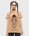 Shop Women's Brown Moon Child Graphic Printed Boyfriend T-shirt-Front