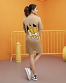 Shop Women's Brown More Graphic Printed Oversized T-shirt Dress-Front