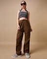 Shop Women's Brown Oversized Parachute Pants-Full