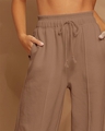 Shop Women's Brown Oversized Pleated Wide Leg Korean Pants