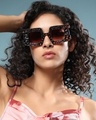 Shop Women's Brown Oversized Polarised Lens Sunglasses-Front
