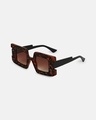 Shop Women's Brown Oversized Polarised Lens Sunglasses-Full