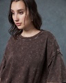 Shop Women's Brown Oversized Acid Wash Short Top