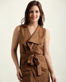 Shop Women's Brown Polyester Jacket-Front