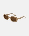 Shop Women's Brown Rectangle Polarised Lens Sunglasses-Full
