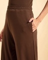 Shop Women's Brown Ribbed Side Slit Pants