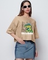 Shop Women's Brown Sea U Never Graphic Printed Oversized Short Top-Front