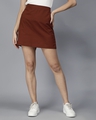 Shop Women's Brown Slim Fit Skirts-Front