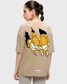 Shop Women's Brown Smiling Cat Graphic Printed Oversized T-shirt