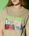 Shop Women's Brown Snoopy Dog Graphic Printed Boyfriend T-shirt