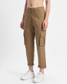 Shop Women's Brown Tapered Cargo Pants-Design