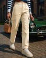 Shop Women's Brown Straight Cargo Pants-Front
