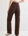 Shop Women's Brown Straight Fit Acid Wash Cargo Jeans-Design