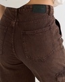 Shop Women's Brown Straight Fit Acid Wash Cargo Jeans
