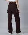 Shop Women's Brown Straight Fit Cargo Jeans-Full