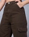 Shop Women's Brown Straight Fit Cargo Jeans