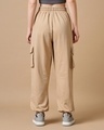 Shop Women's Brown Super Loose Fit Cargo Joggers-Full