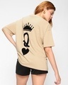 Shop Women's Brown The Queen Typography Oversized T-shirt-Front