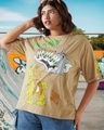 Shop Women's Brown Tom Graphic Printed Oversized Plus Size T-shirt-Front