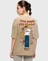 Shop Women's Brown Treat People With Kindness Graphic Printed Boyfriend T-shirt-Front