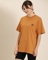 Shop Women's Brown Typography Back Printed Oversized T-shirt-Full
