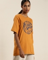 Shop Women's Brown Typography Oversized T-shirt-Front
