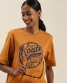 Shop Women's Brown Typography Oversized T-shirt-Design