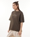 Shop Women's Brown Unfair Scar Graphic Printed Oversized T-shirt-Full