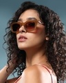 Shop Women's Brown Wayfarer Polarised Lens Sunglasses-Front