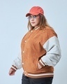 Shop Women's Brown & White Wierldy in Famous Graphic Printed Oversized Plus Size Jacket-Design
