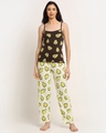 Shop Women's Brown & Yellow All Over Avo-Cuddle Printed Cotton Nightsuit-Front