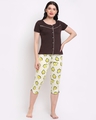 Shop Women's Brown & Yellow Avo-Cuddle Printed Cotton Nightsuit-Front