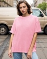 Shop Women's Bubblegum Pink Oversized Acid Wash T-shirt-Front
