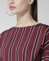 Shop Women's Burgundy & Black Striped Top