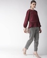 Shop Women's Burgundy Solid A Line Top-Full