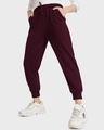 Shop Women's Maroon Joggers-Front