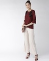 Shop Women's Burgundy Solid Top With Applique Detail-Full