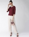 Shop Women's Burgundy Solid Top With Embellished Detail-Full